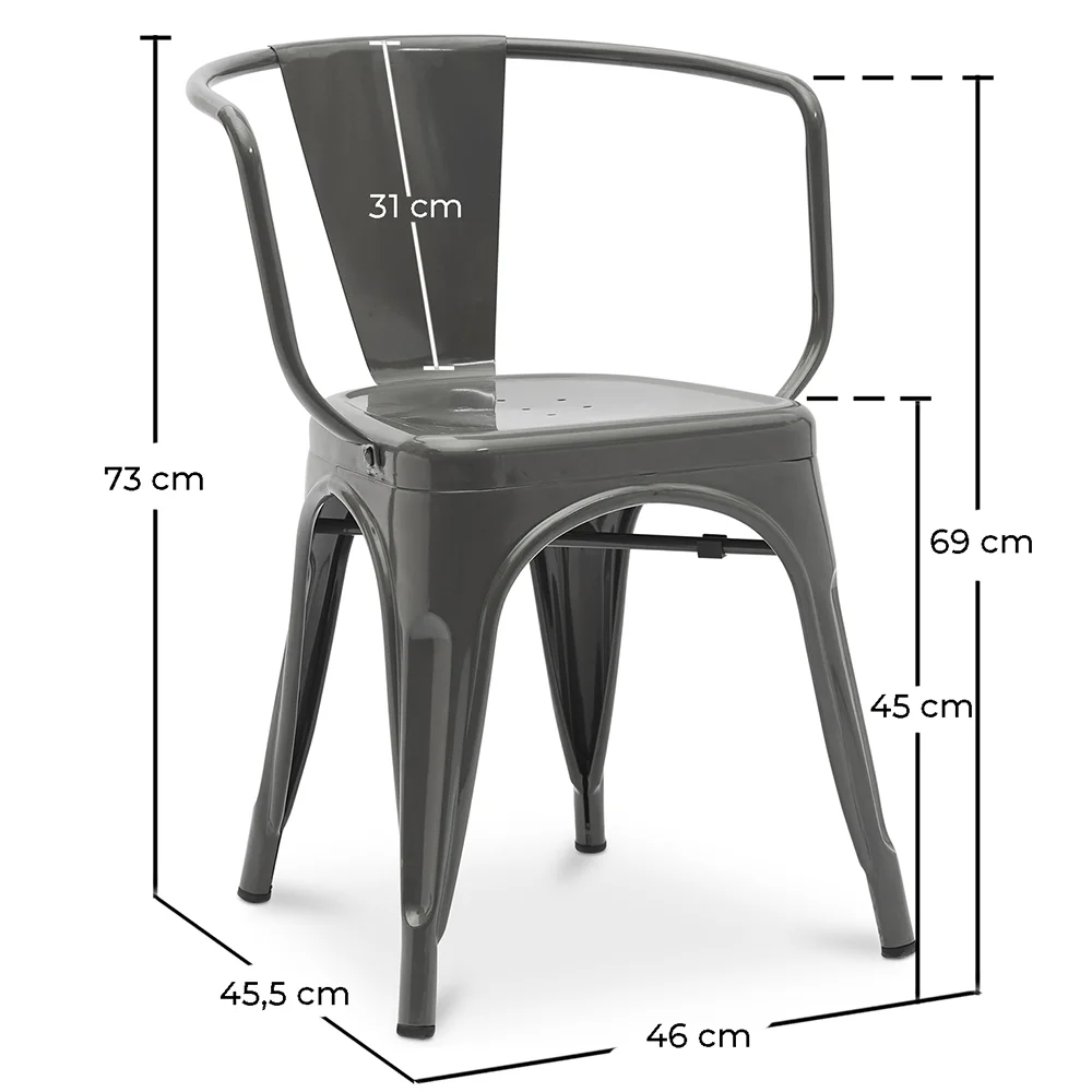 Cadeira de jantar com braços - Design industrial - Aço - Nova edição - Stylix image 10