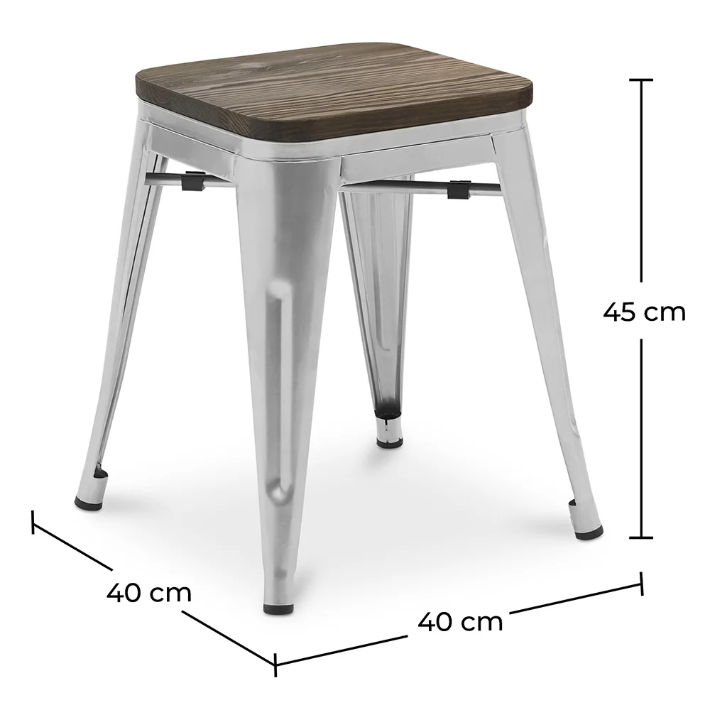 Banco Bar - Design Industrial - Madeira e Aço - 45cm - Nova Edição - Stylix image 10