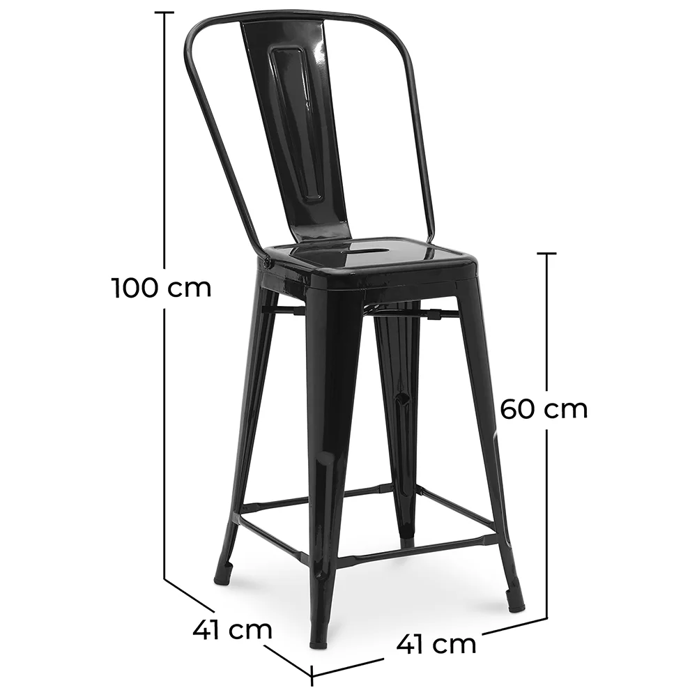 Banco bar com encosto - Design industrial - 60cm - Nova edição - Stylix image 10