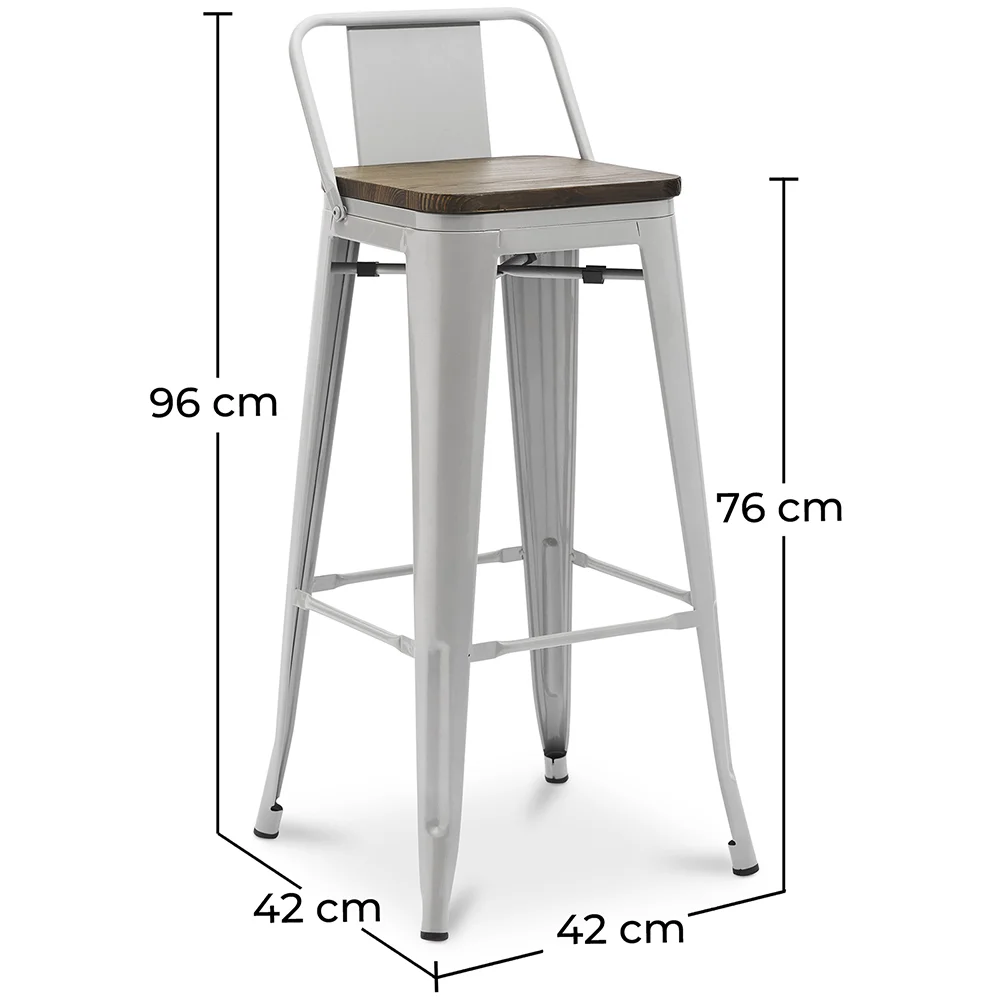 Banqueta de bar - desenho Industrial - Madera y Acero - 76cm - Stylix image 10