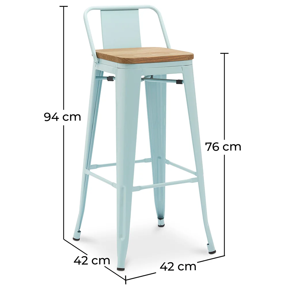 Banco bar com encosto - Design industrial - Madeira e aço - 76cm - Nova edição - Stylix image 10