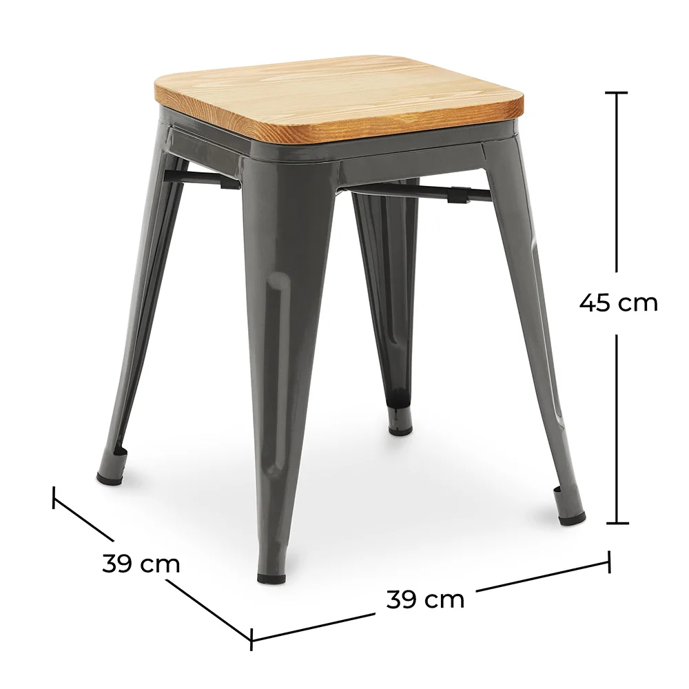 Banco Bar - Design Industrial - Madeira e Aço - 45cm - Nova Edição - Stylix image 10