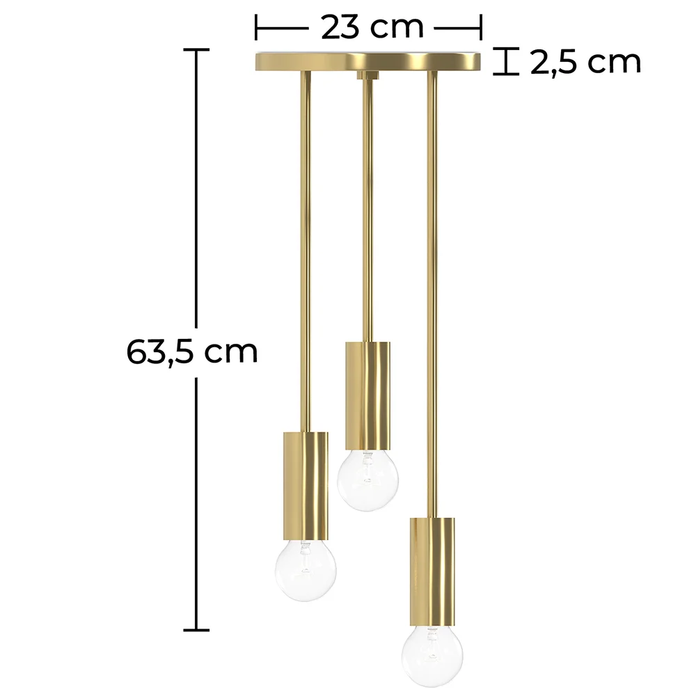 Luminária de teto dourada - Luminária pendente de 3 braços - Troy image 10