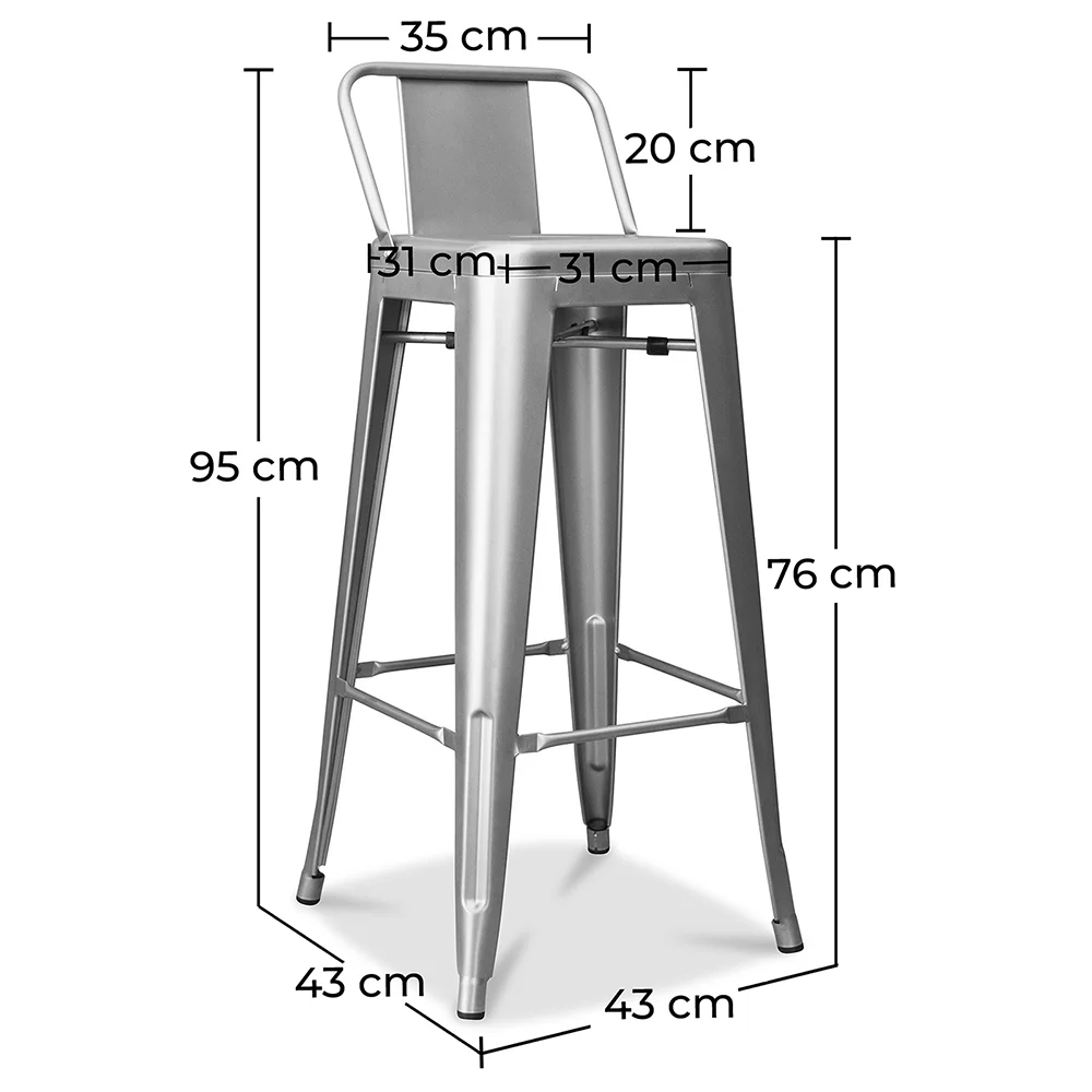Banco Bar com Encosto - Desenho Industrial - 76cm - Nova Edição - Stylix image 10