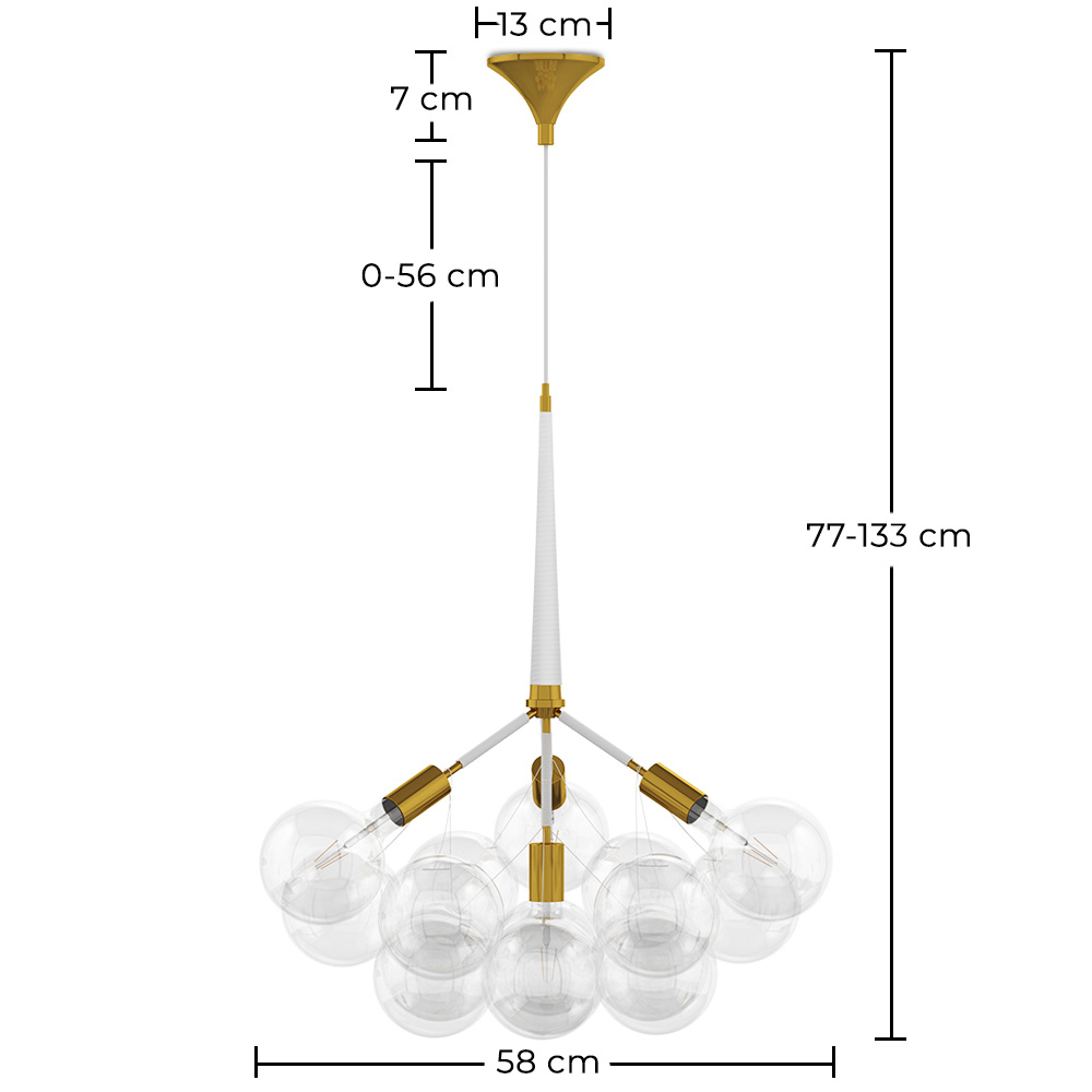 Luminária de teto de bolas de vidro - Pendente de Desenho - 12 globos - Glaub image 10