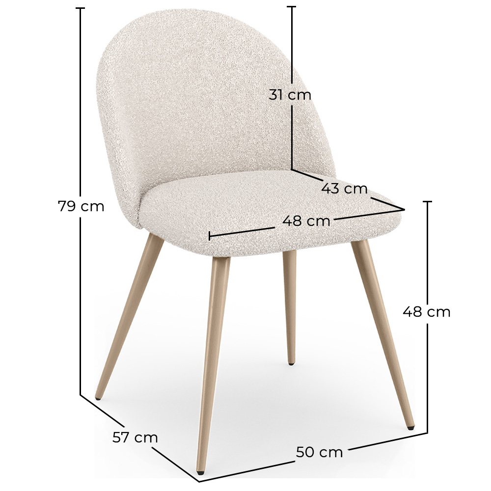 Cadeira de Jantar - Estofada em Tecido Bouclé - Design Escandinavo - Evelyne image 10