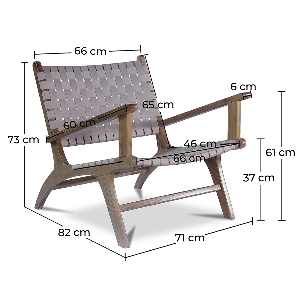Poltrona de Salão com Apoios de Braço - Poltrona Design Boho Bali - Madeira e Linho - Recia image 10