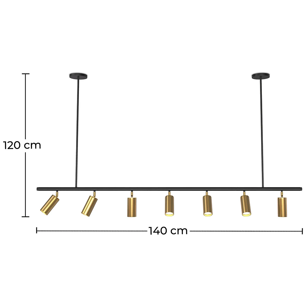 Candeeiro de Teto Rail - 7 Focos Dourados Ajustáveis - 140CM image 10