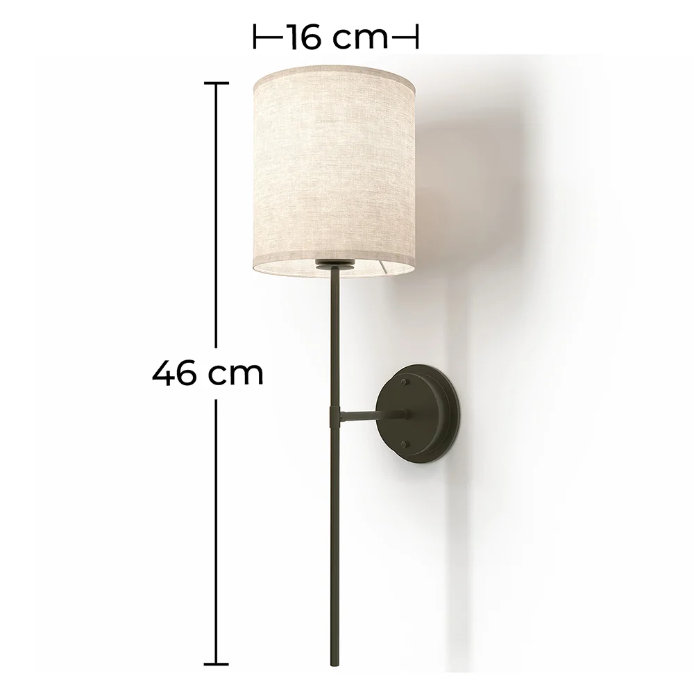 Candeeiro Aplique de Parede - Preto com Abajur de Tecido - Dena image 10
