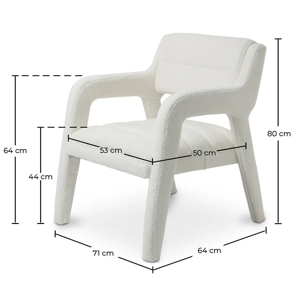 Cadeira de Jantar Estofada - Bouclé Branco - Colette image 10
