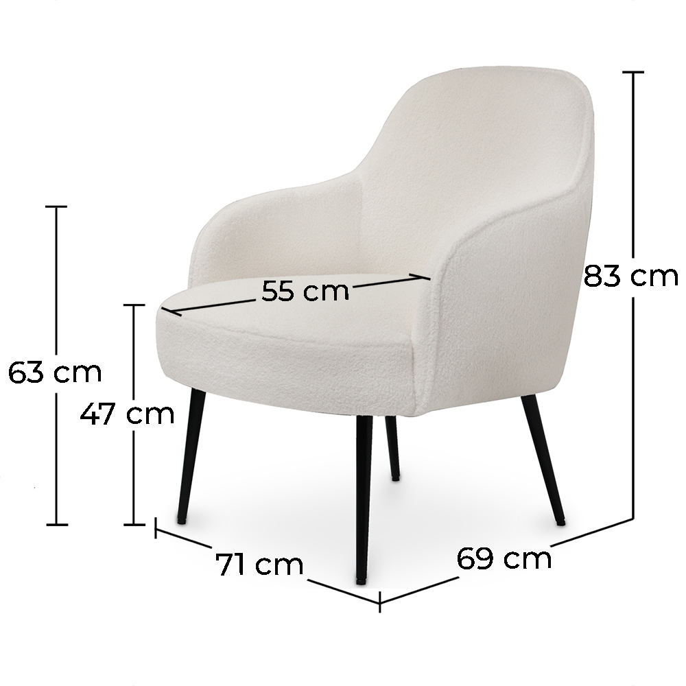 Poltrona Estofada - Bouclé Branco - Hyra image 10