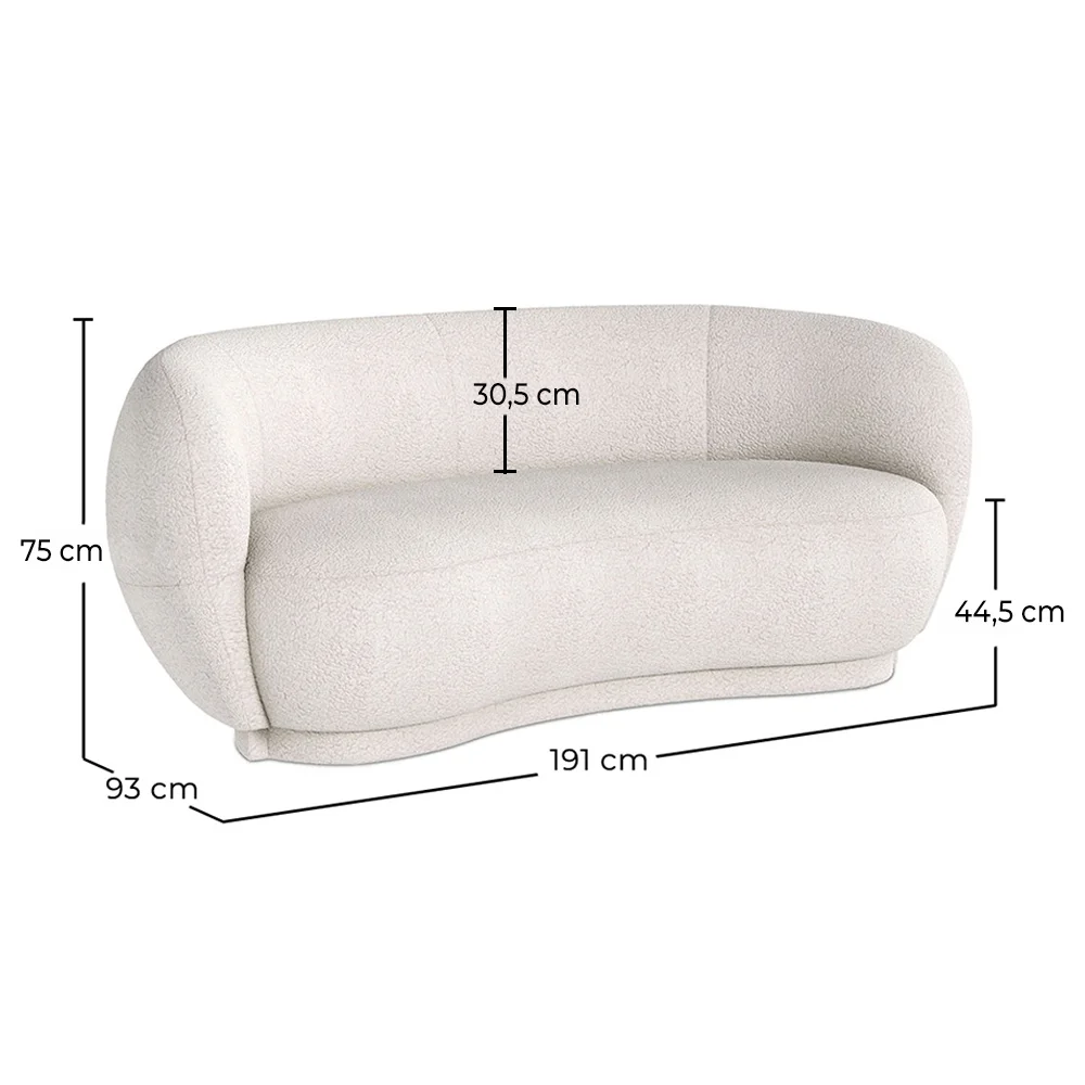 Sofá curvo de 3 lugares em tecido Bouclé - Curvy image 10