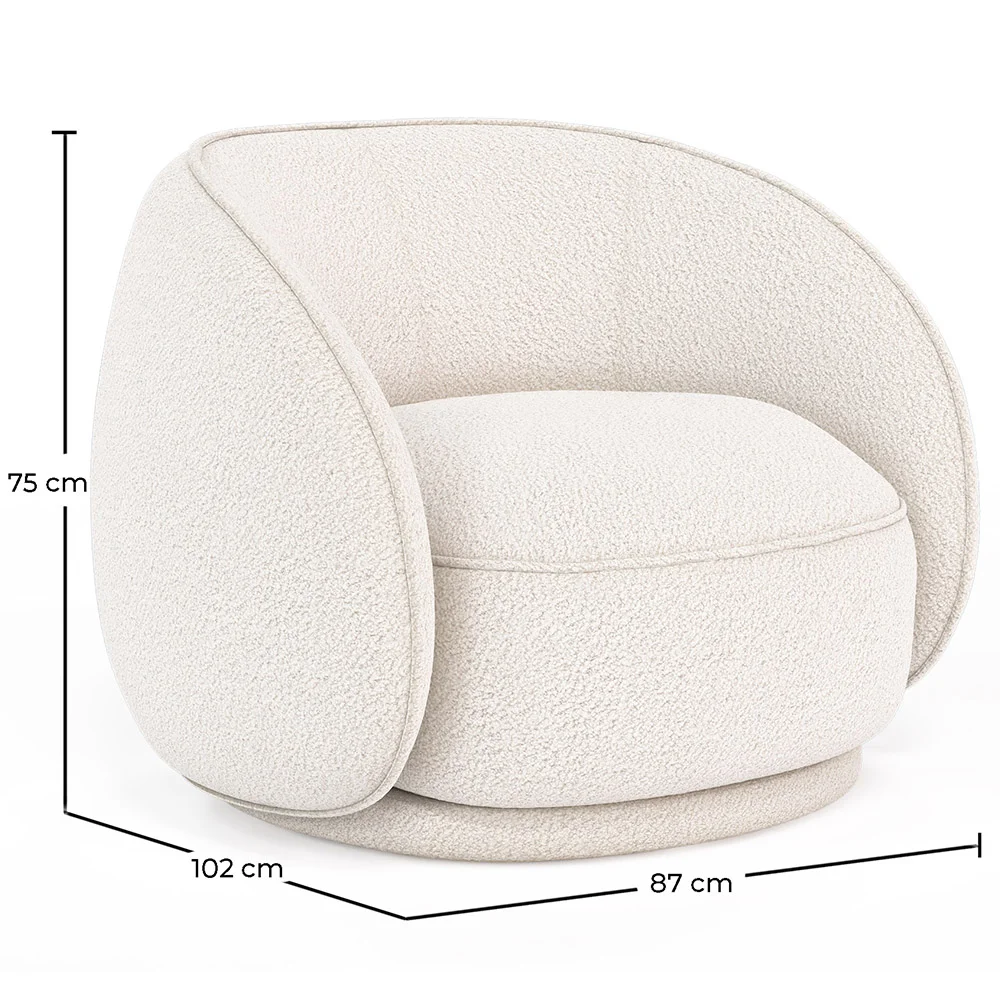 Poltrona curva estofada em tecido bouclé - Cally  image 10