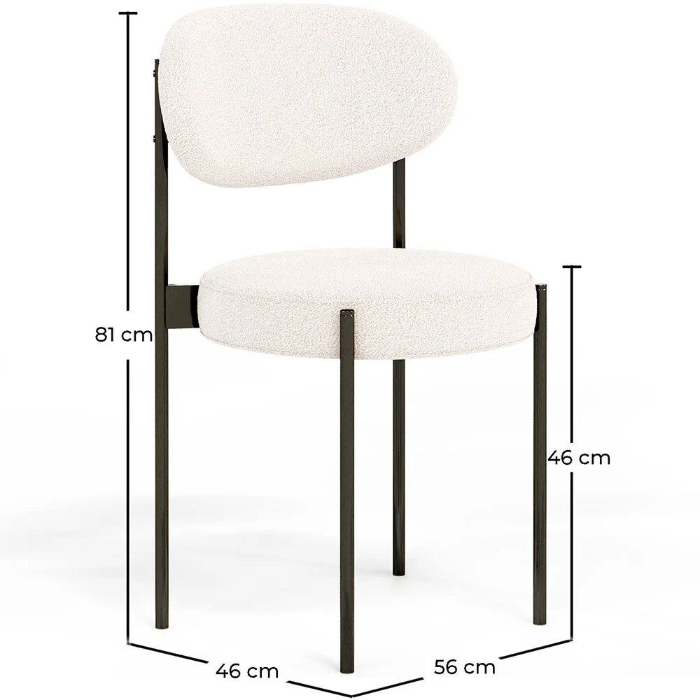Pack de 4 - Cadeira de jantar - Estofada em tecido bouclé - Metal preto - Margot image 10