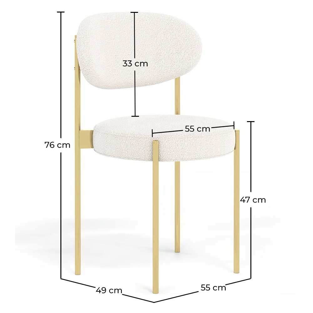 Pack de 4 - Cadeira de jantar - Estofada em tecido bouclé - Metal dourado - Margot image 10