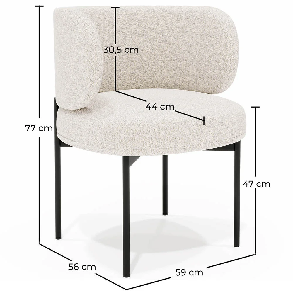 Pack de 4 - Cadeira de Jantar - Estofada em Tecido Bouclé - Loraine image 10