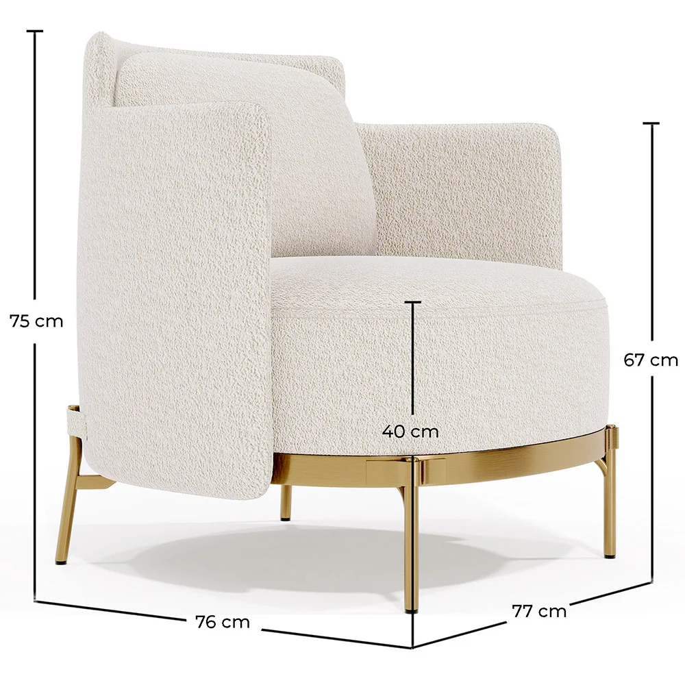 Poltrona de Design - Estofada em Tecido Bouclé - Terrec image 10