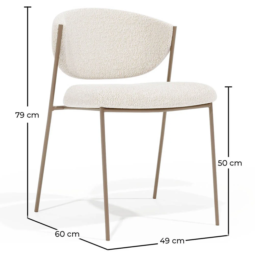 Cadeira de jantar - Estofada em tecido bouclé - Seda image 10