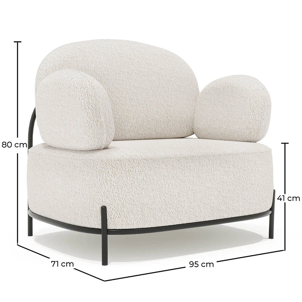 Poltrona de design - Estofada em tecido bouclé - Baman image 10