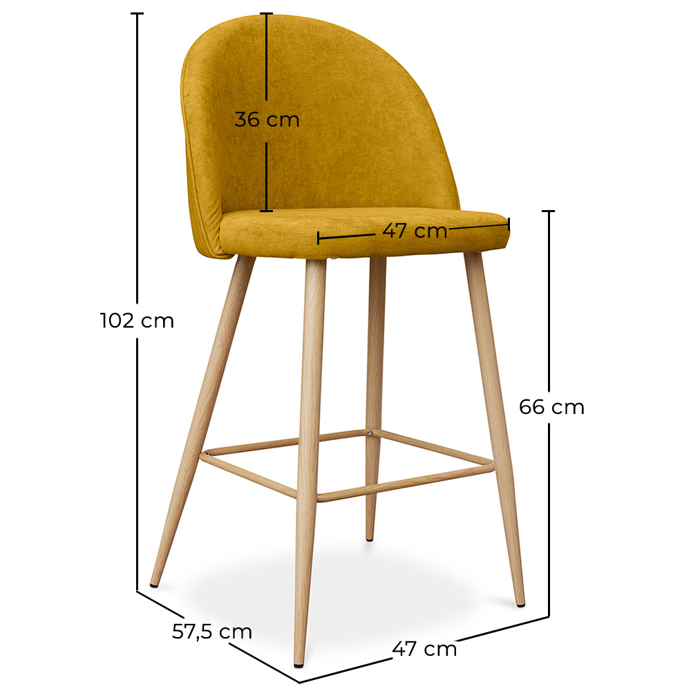 Banco estofado em tecido - Design escandinavo - 66cm - Evelyne image 10