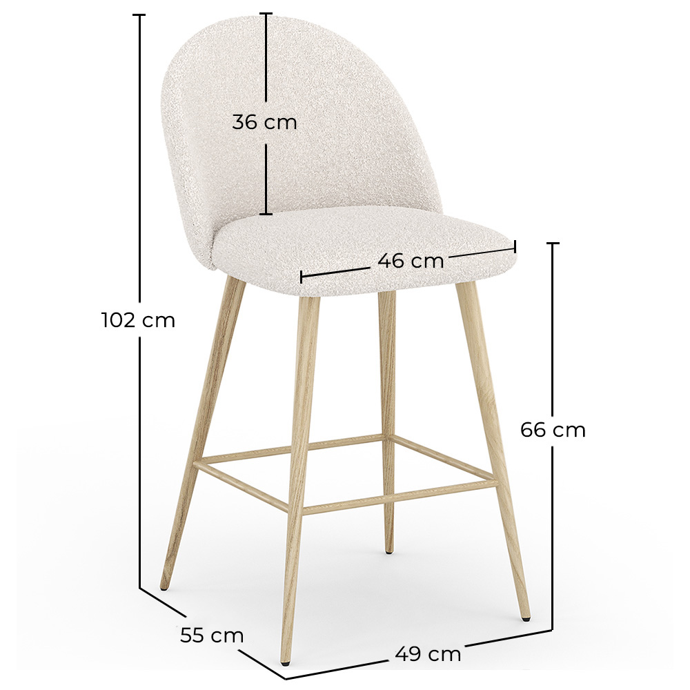 Banco estofado em tecido Bouclé - Design Escandinavo - 66cm - Evelyne image 10