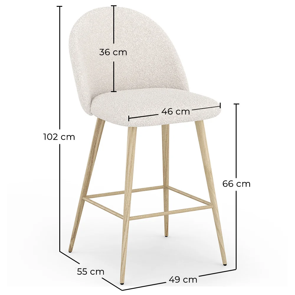 Banco estofado em tecido Bouclé - Design Escandinavo - 66cm - Evelyne image 10