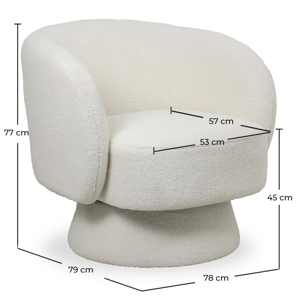 Poltrona Estofada em Tecido Bouclé - Design Curvo - Dresa image 10