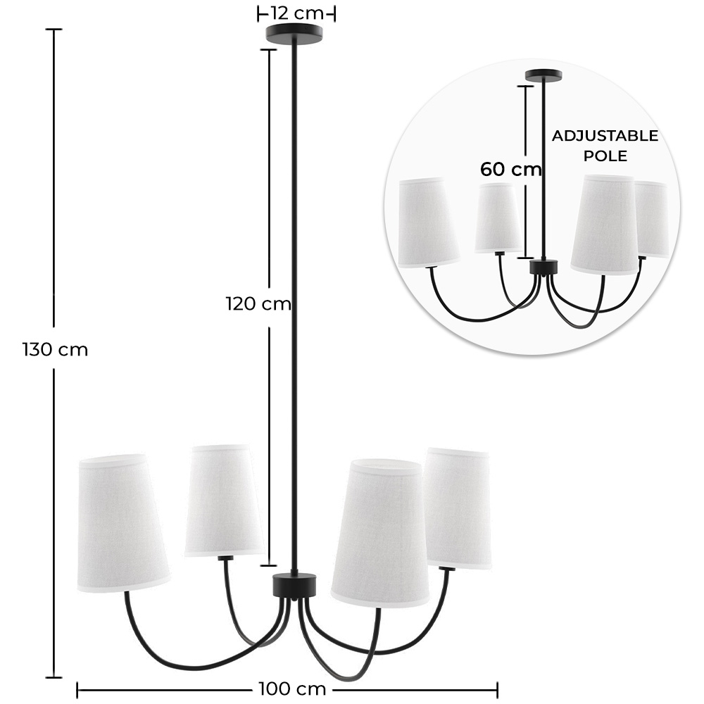 Lustre de Teto Preto com 4 Abajures - Dixiu image 10