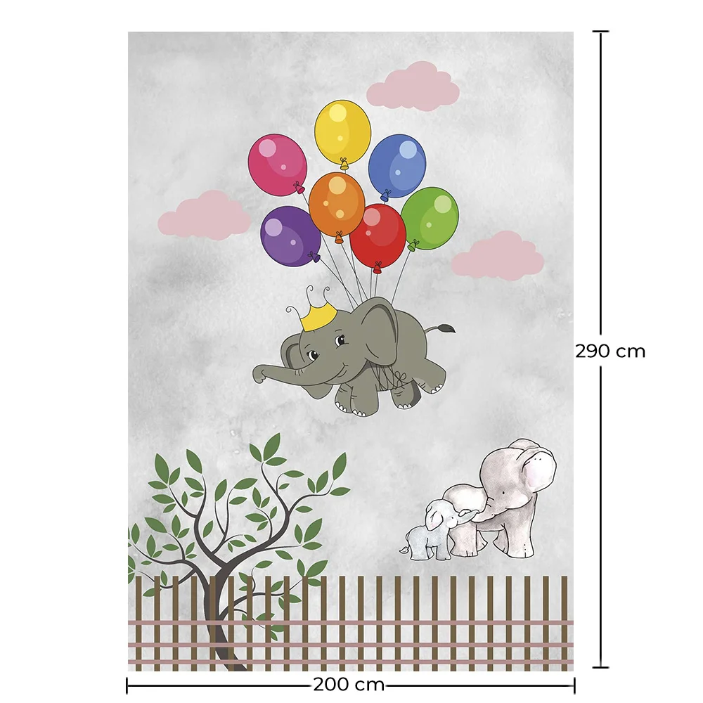 Grande Tapete Infantil com Design de Elefante Voador - Multicolorido (290x200 cm) - Yumal image 10