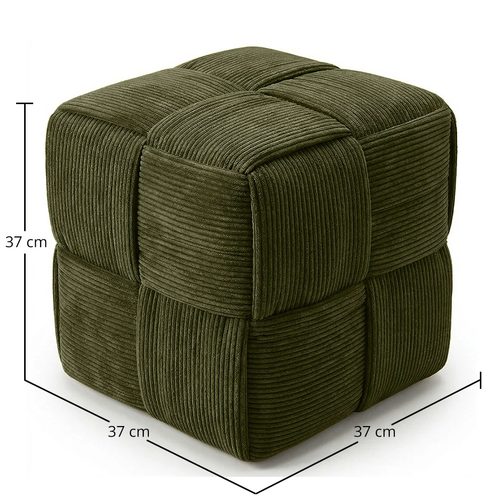 Puff Quadrado Estofado em Veludo Cotelê - Design Moderno - Cube image 10