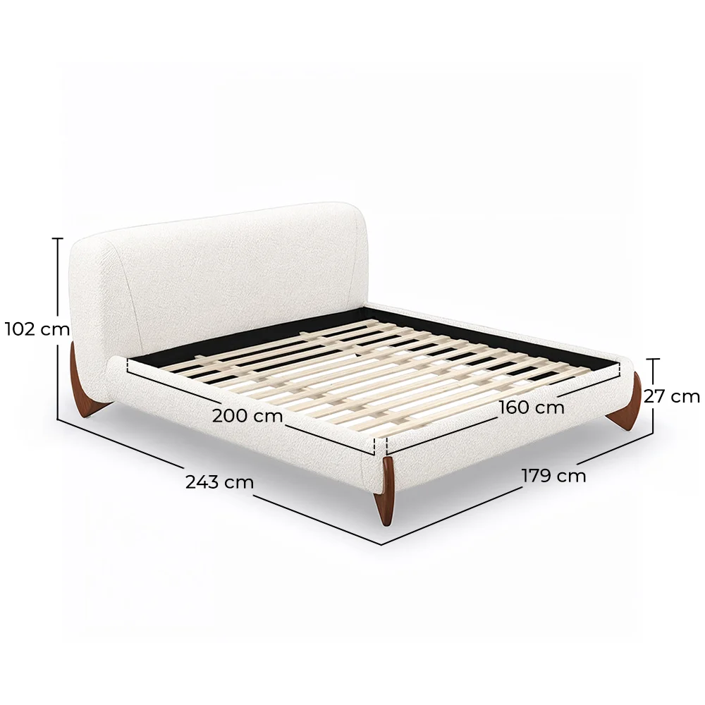 Cama de casal 160x200 CM - Estofado em Tecido Bouclé - Dream image 10
