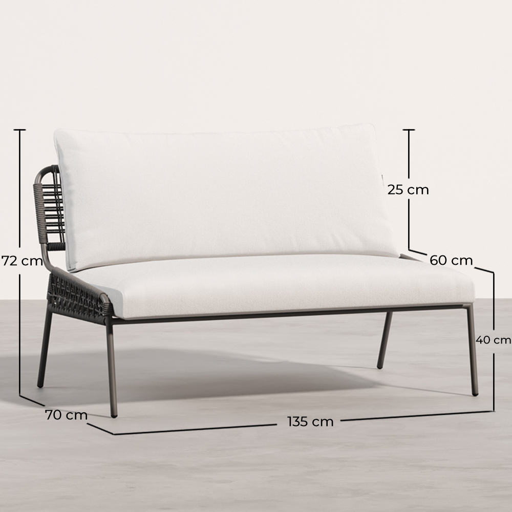 Sofá de Exterior 135cm - Alumínio e Rattan Sintético - Brawma image 10