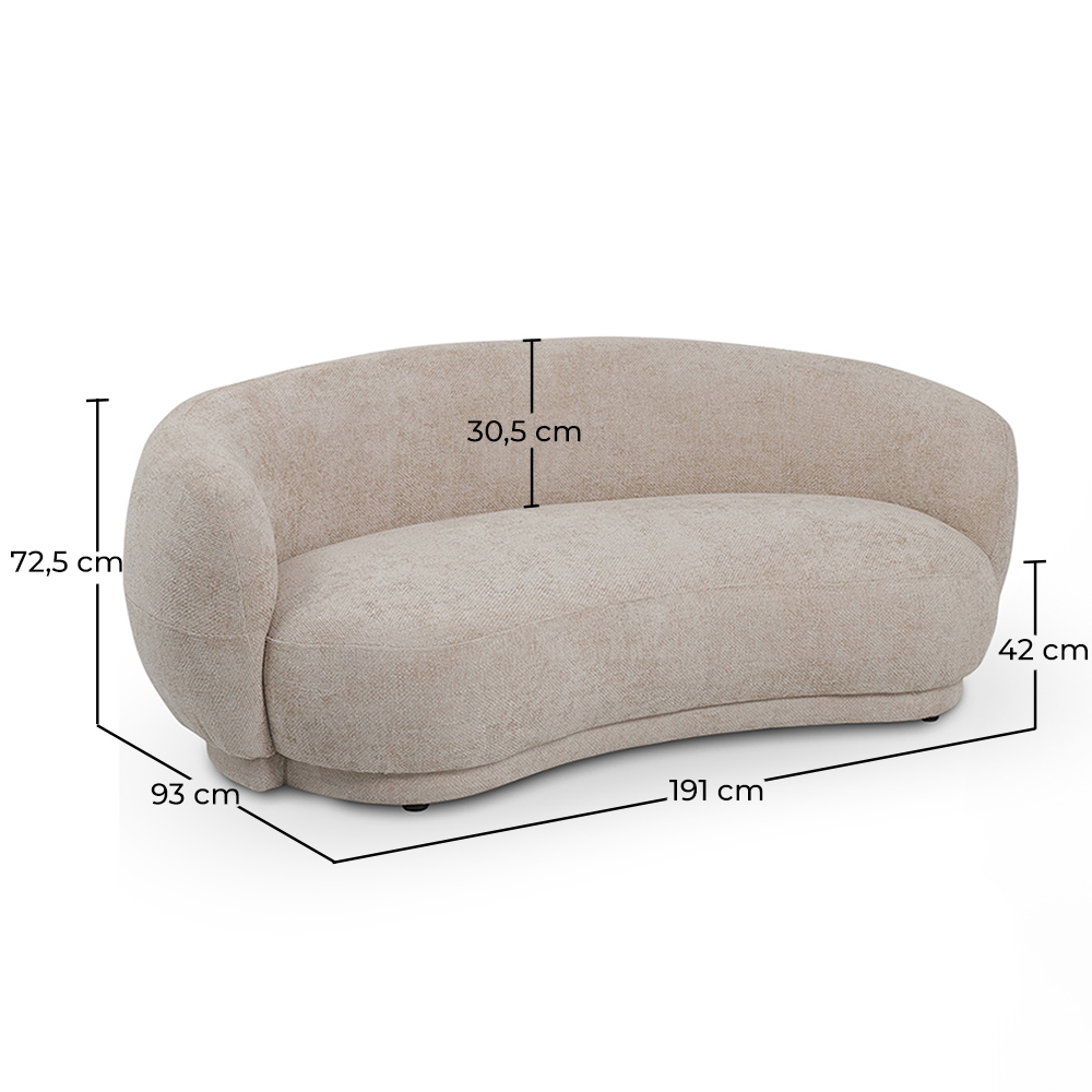 Sofá Curvo de Design Estilo Contemporâneo Estofado em Chenille - Curvy image 10