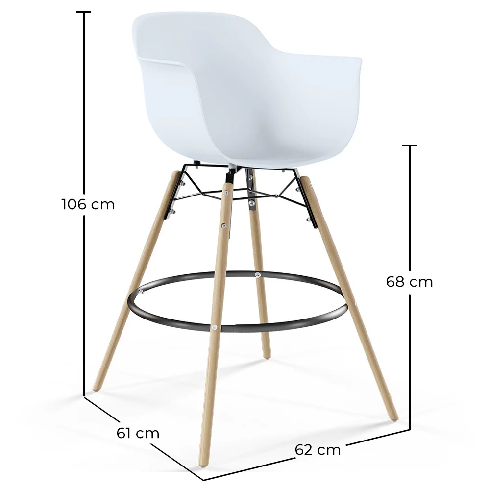 Banco de Bar - Design Escandinavo - Pernas de Madeira - Pack de 4 - Nordika image 10