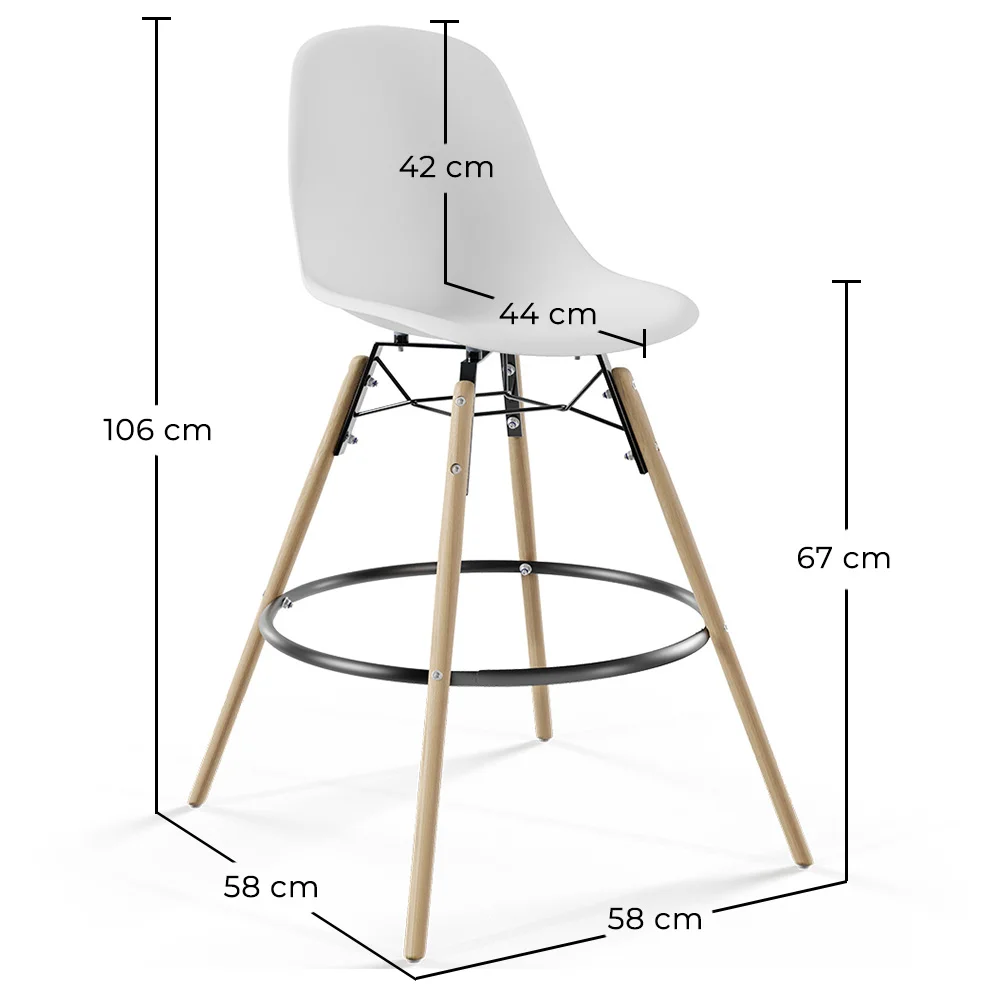 Bancos de Bar - Design Escandinavo - Pernas de Madeira - Pack de 4 - Skögur image 10