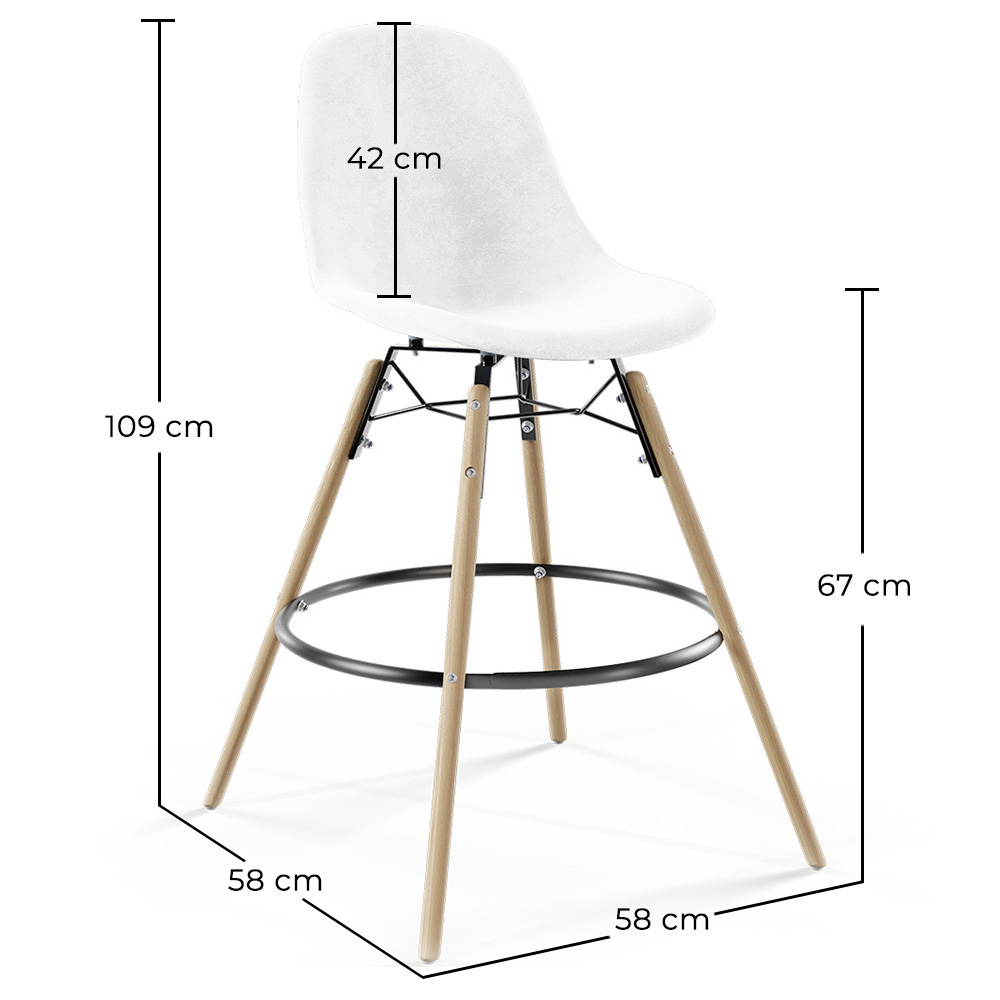 Banqueta de Bar em Veludo - Design Escandinavo e Pés de Madeira - Skögur image 10