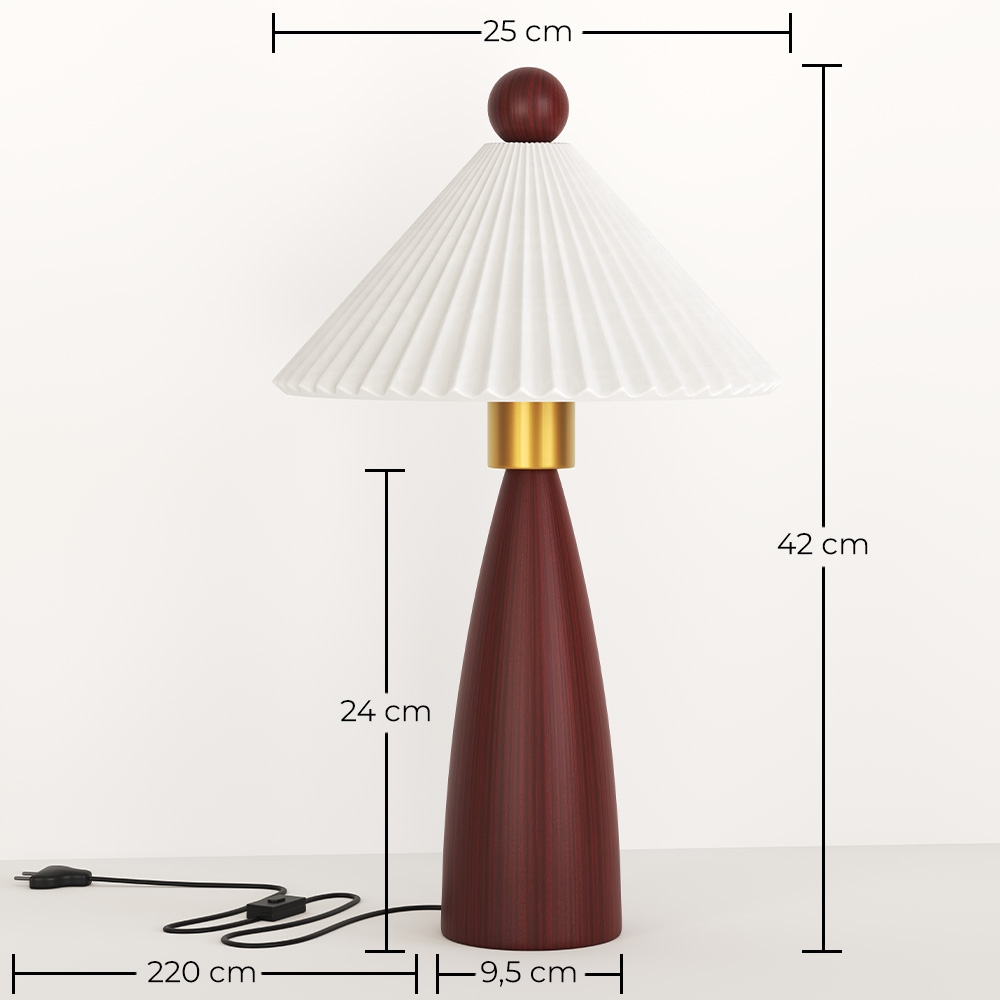 Candeeiro de mesa com base em madeira e abat-jour em cimento branco - Ambiana image 10