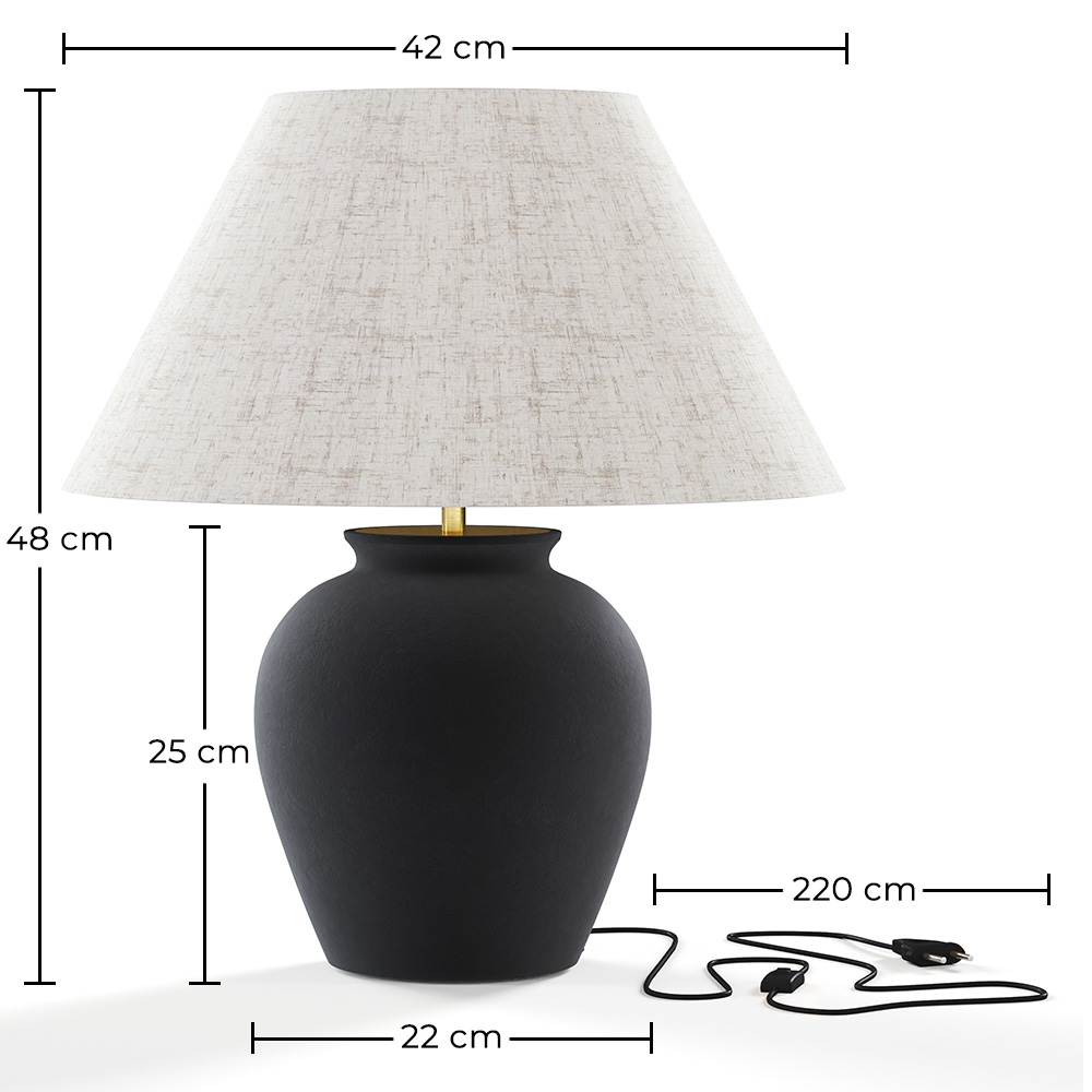 Candeeiro de Mesa Vintage - Base Cerâmica e Abat-jour em Tecido - Luno image 10
