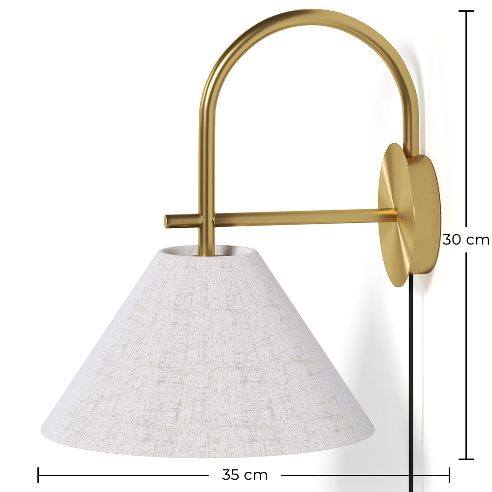 Candeeiro de Parede Dourado Vintage com Ficha e Interruptor - Boly image 10