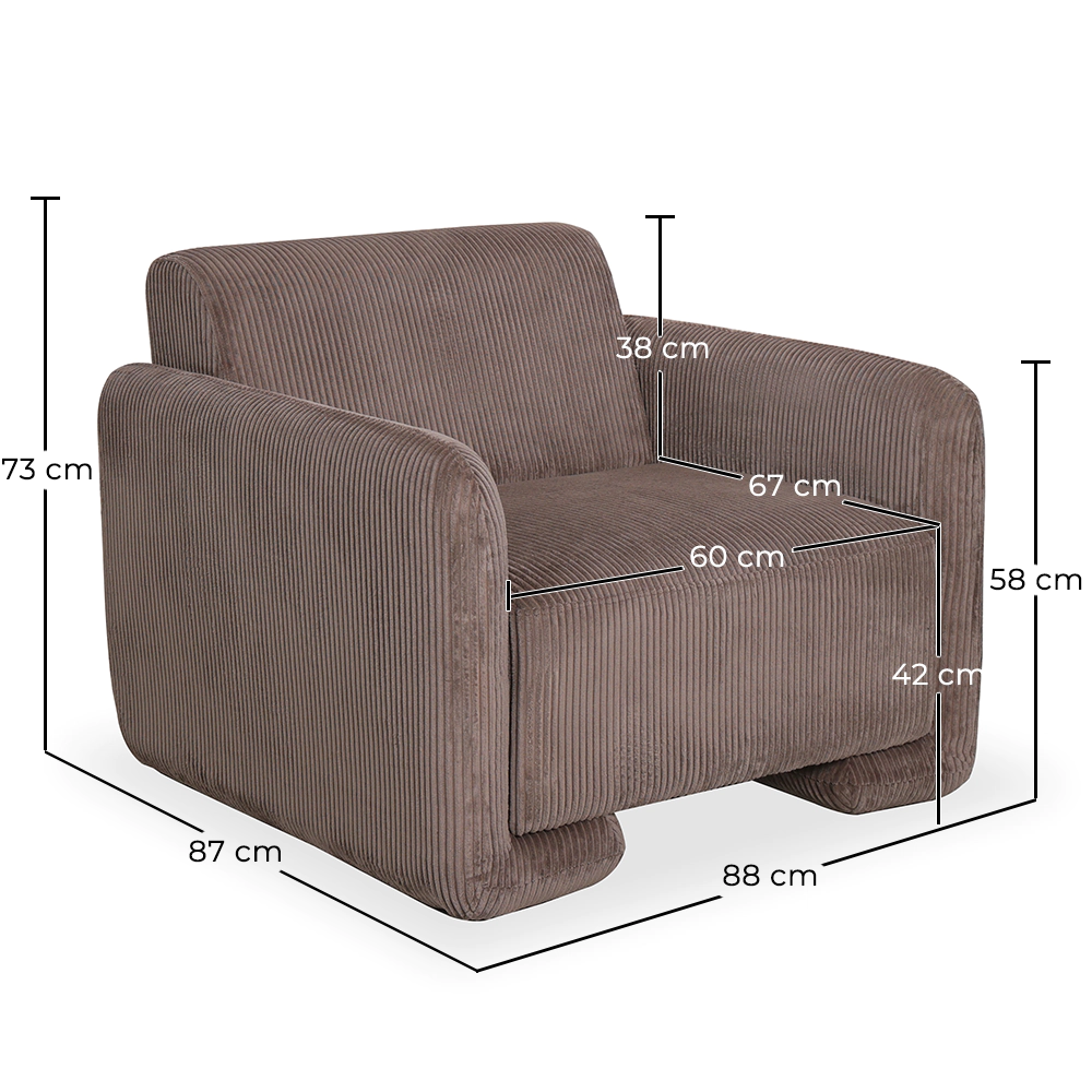 Poltrona Estofada Em Veludo Cotelê – Design Moderno - November image 10