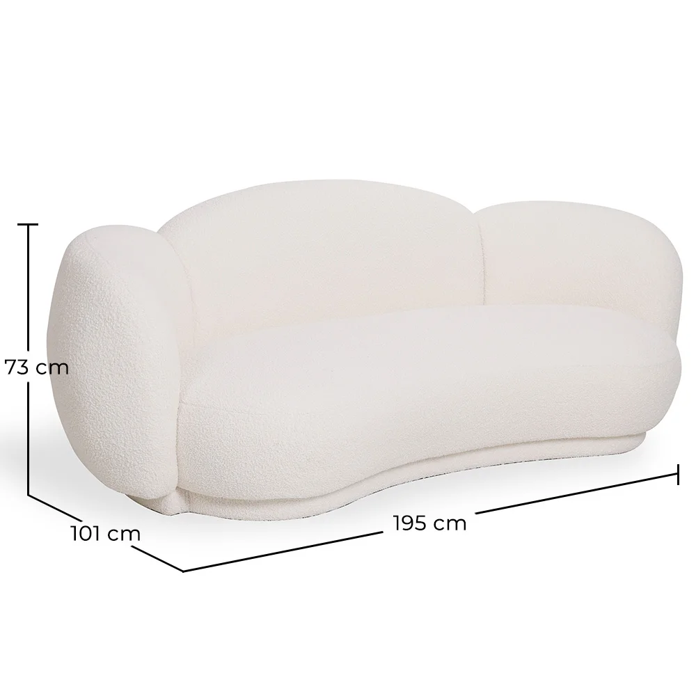 Sofá Curvo Estofado Em Bouclé Branco – Design Moderno E Elegante - Sorela image 10