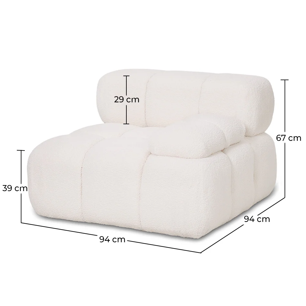 Sofá Modular De Canto Esquerdo - Estofado Em Tecido Bouclé Branco - Bianca image 10
