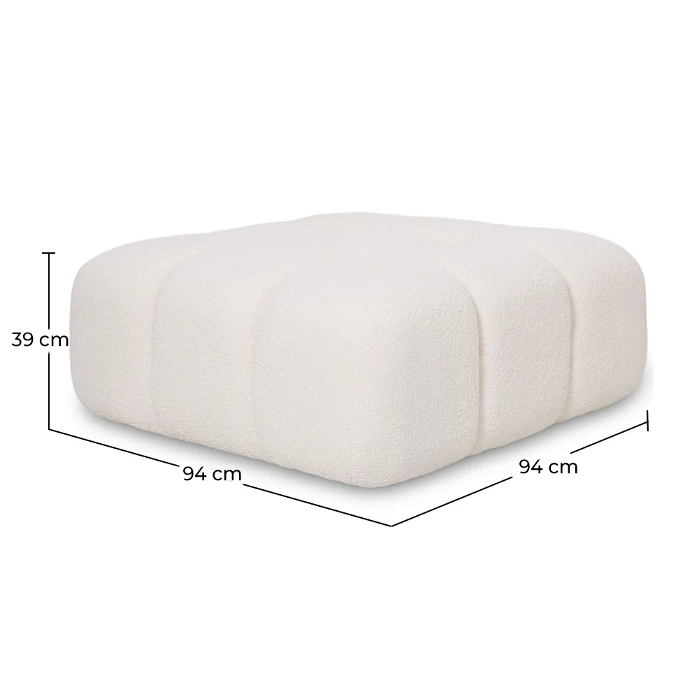 Pufe Modular Estofado Em Tecido Bouclé - Design Moderno – Compatível Com O Sofá Modular Bianca image 10