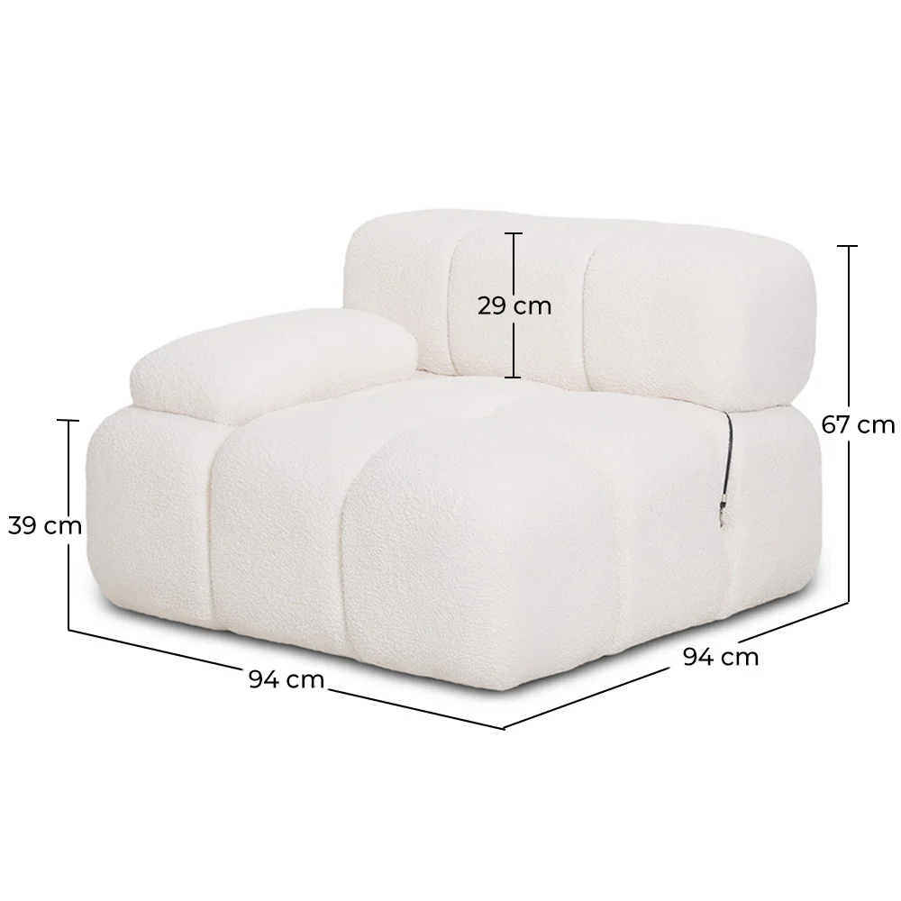 Poltrona De Canto Direito - Estofada Em Tecido Bouclé - Compatível Com Sofá Modular Bianca image 10