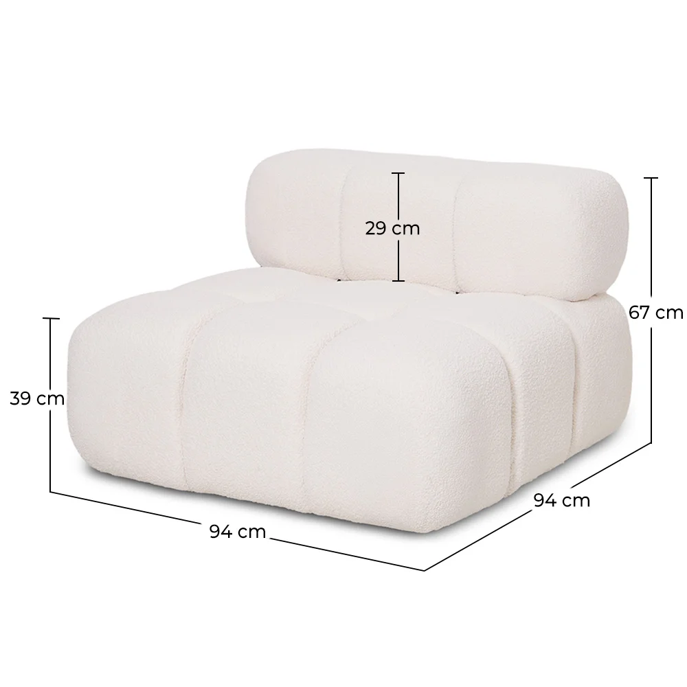Poltrona Estofada Em Tecido Bouclé - Compatível Com Sofá Modular Bianca image 10