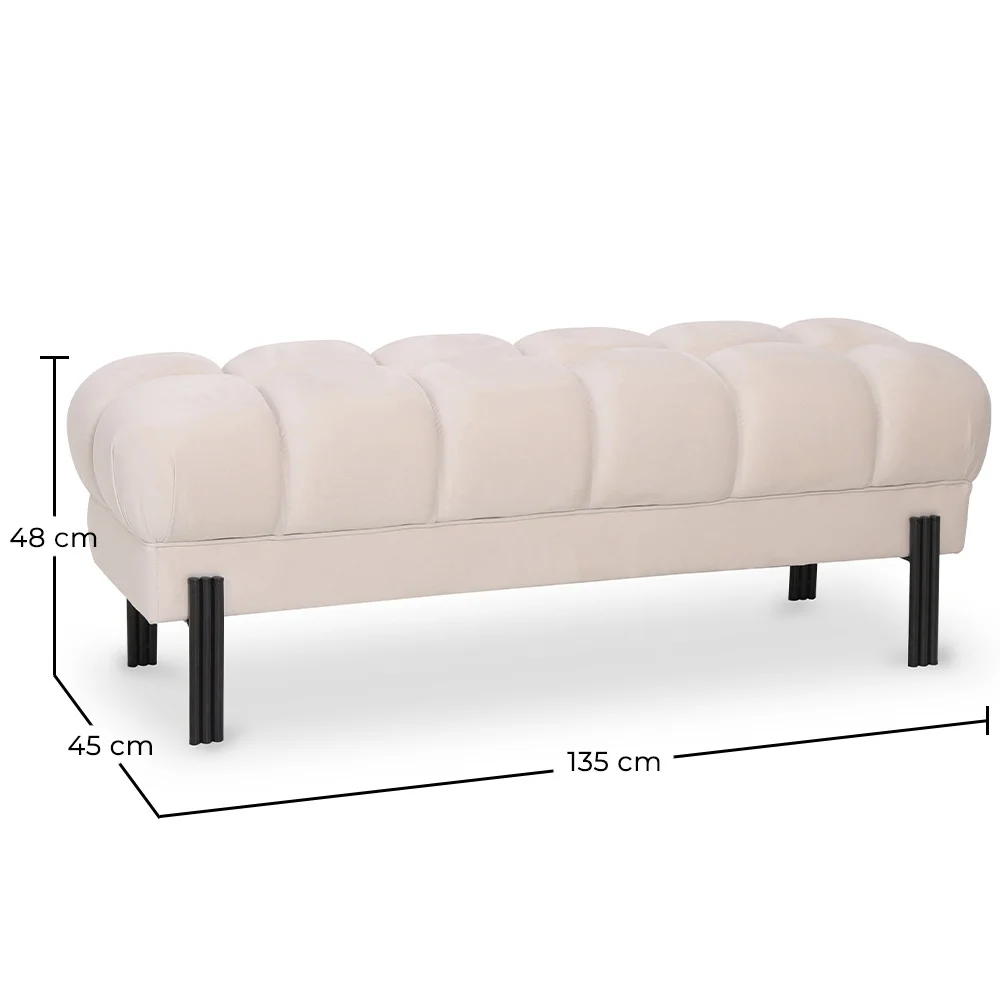 Banco Estilo Chesterfield Estofado Em Veludo Com Pernas De Ferro - Hamptons image 10
