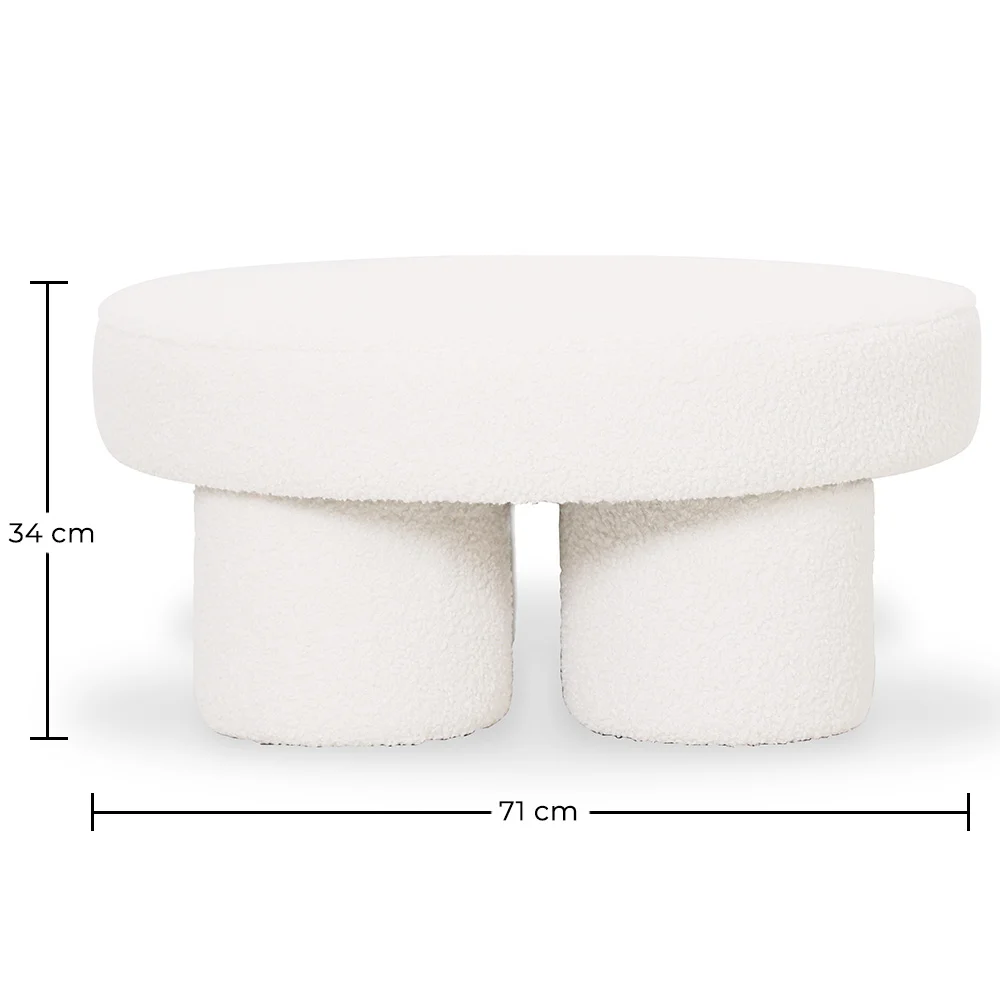 Ottoman De Design Em Bouclé Branco – Mesa De Centro Moderna - Sera image 10