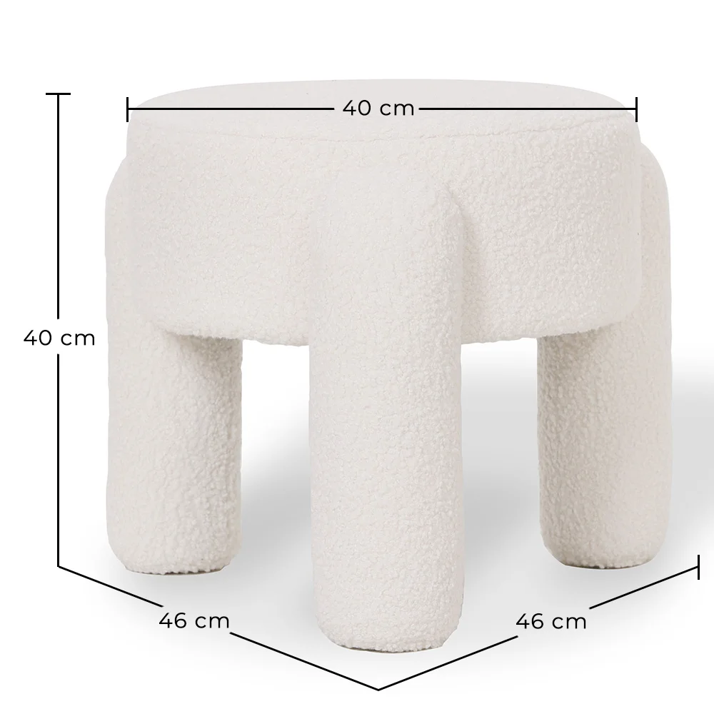 Banco Estofado Em Tecido Bouclé Branco Sujo – Assento Moderno Para Sala E Quarto - Boreta image 10