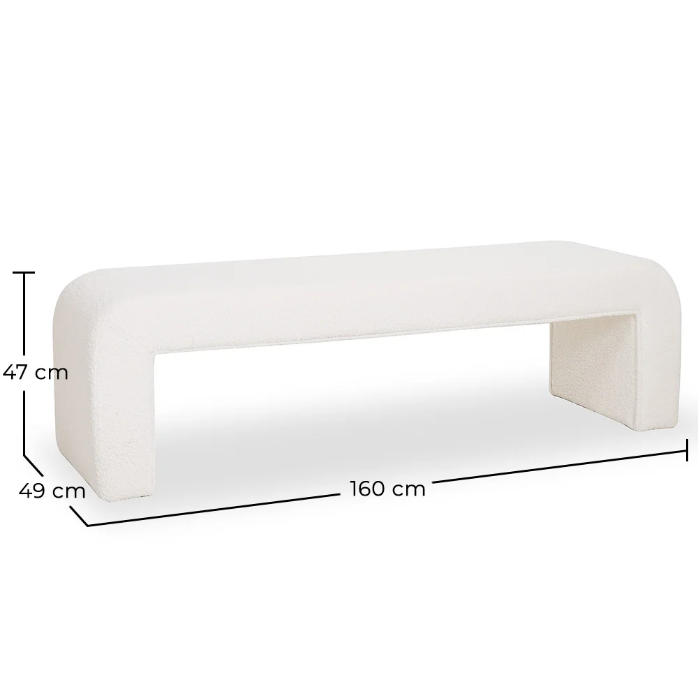 Banco Estofado Em Tecido Bouclé Branco - Moderno Elegante Minimalista - Karla image 10