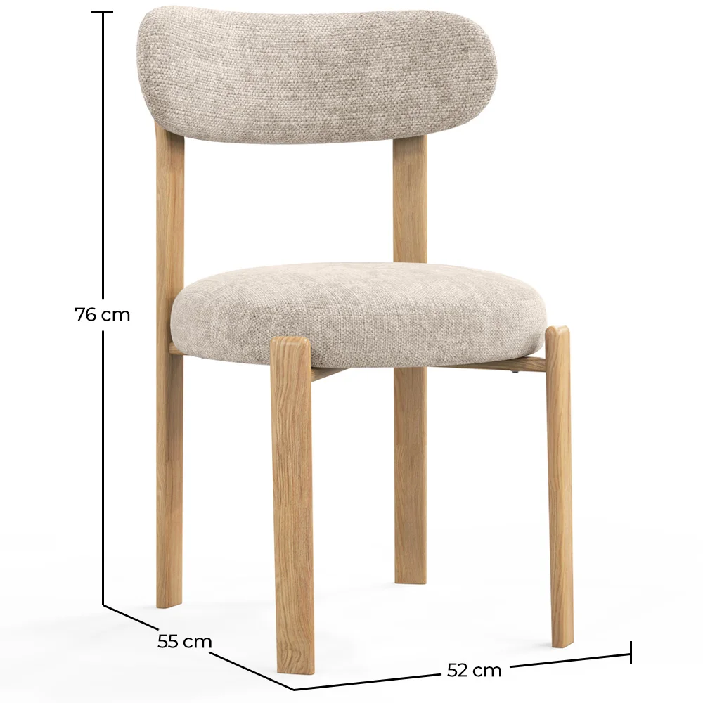 Cadeira de jantar Estofada em chenille - Pernas com efeito de carvalho - Design ergonômico e moderno - Okare image 10